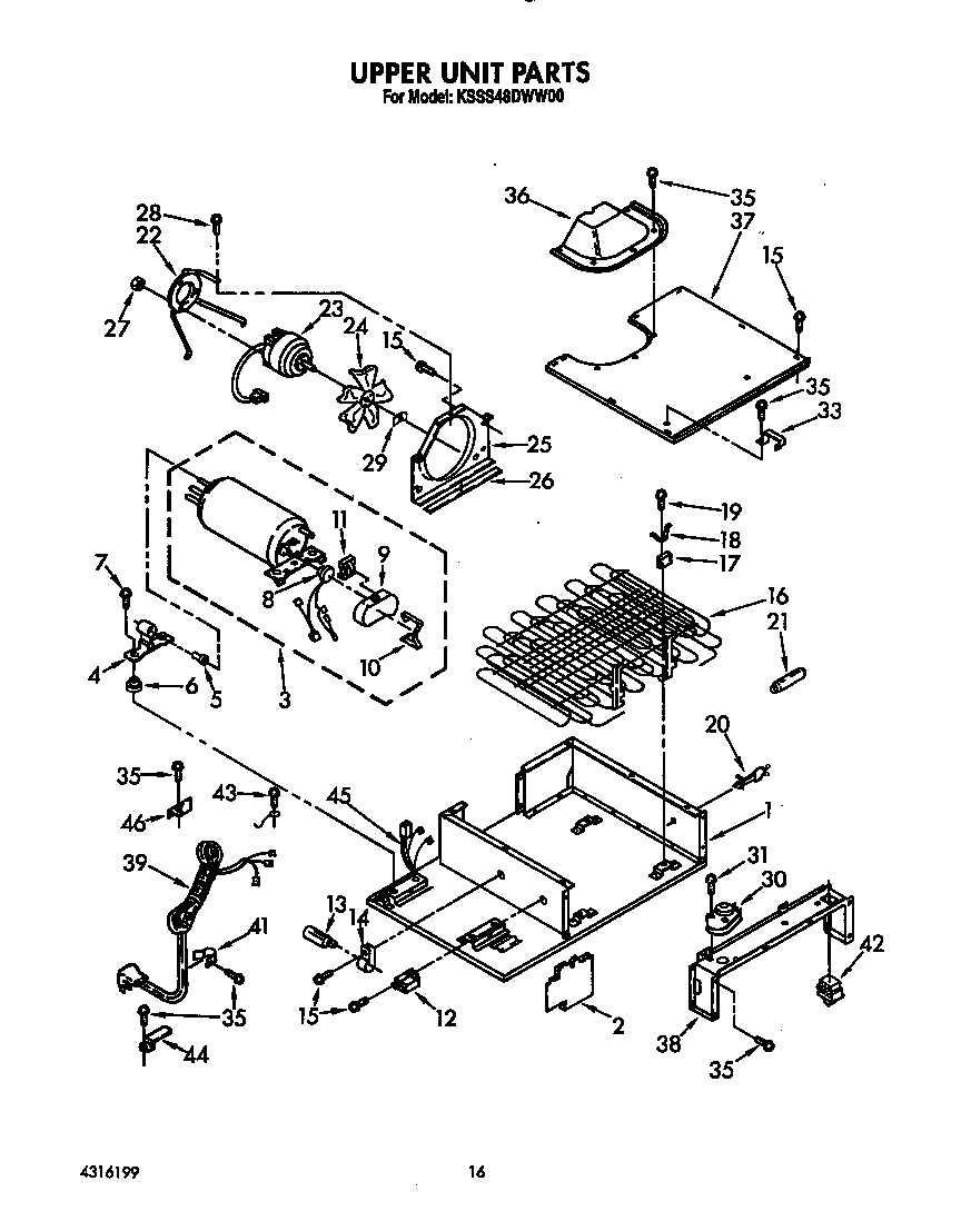 KitchenAid KSSS48DWW00 upper unit diagram