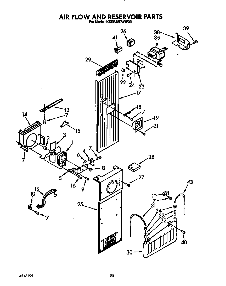 KitchenAid KSSS48DWW00 air flow and reservoir diagram