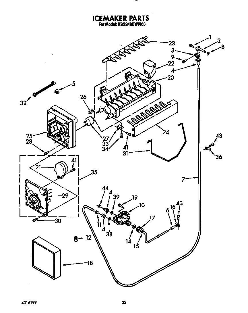 KitchenAid KSSS48DWW00 icemaker diagram