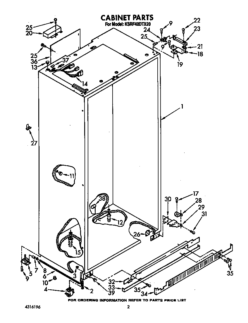 KitchenAid KSRF42DTX20 cabinet diagram