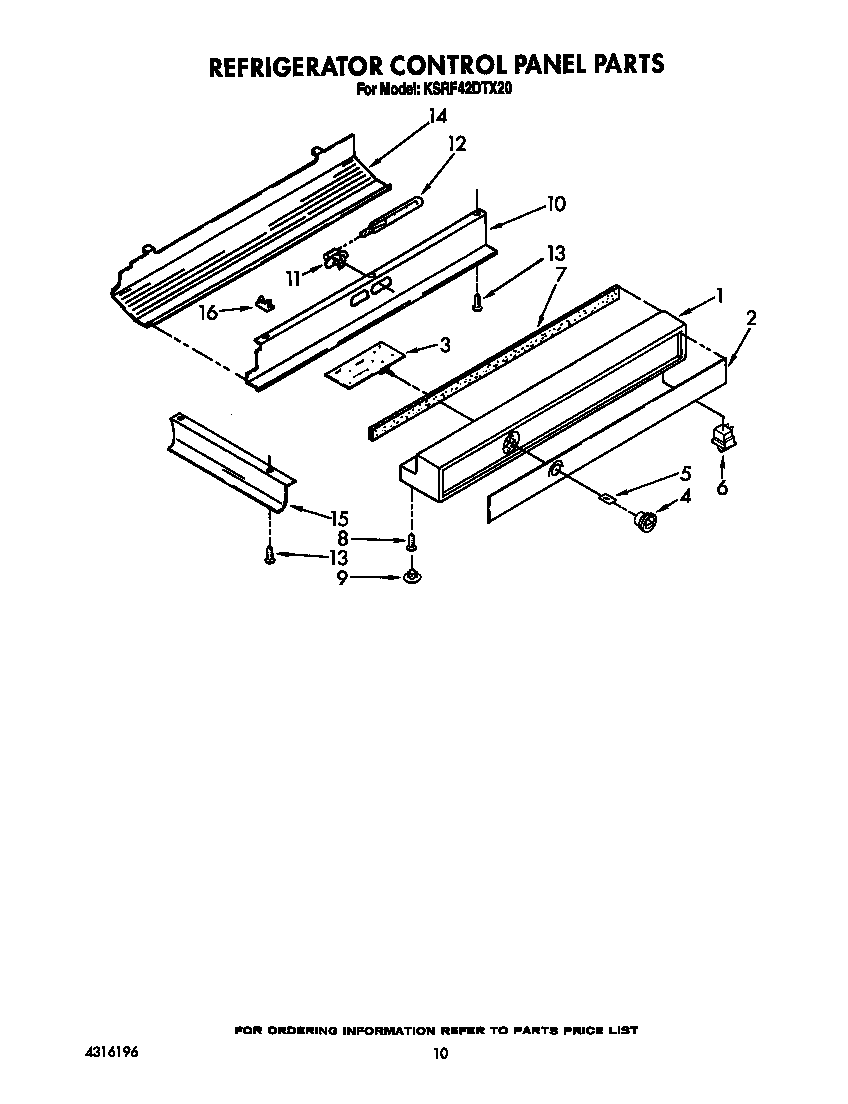 KitchenAid KSRF42DTX20 refrigerator control panel diagram