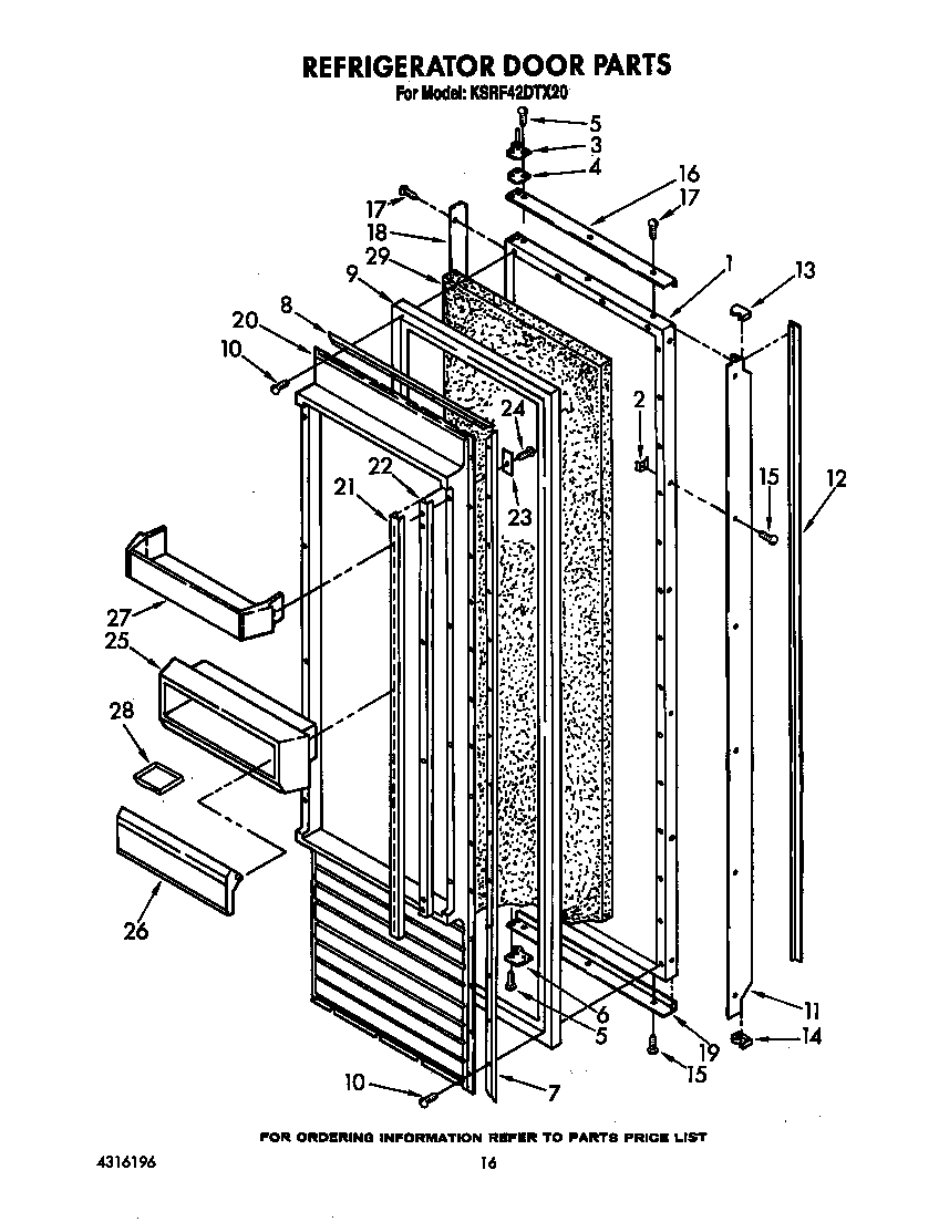 KitchenAid KSRF42DTX20 refrigerator door diagram