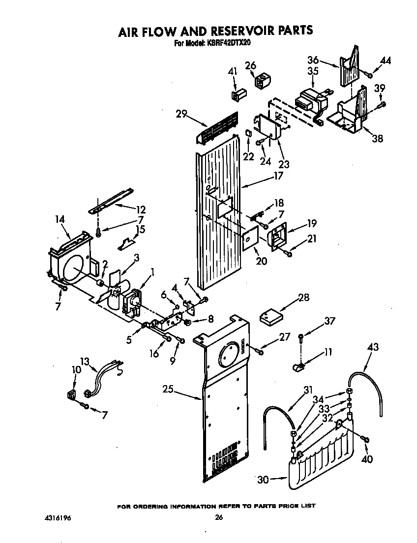 KitchenAid KSRF42DTX20 air flow and reservoir diagram