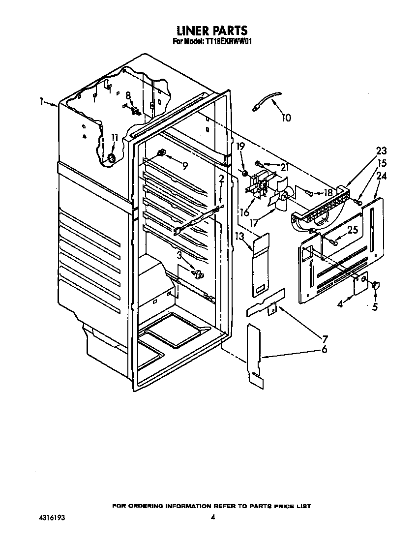 Estate TT18EKRWW01 liner diagram