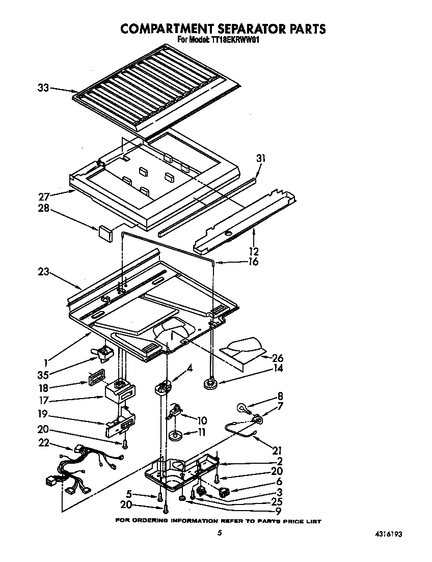 Estate TT18EKRWW01 compartment separator diagram