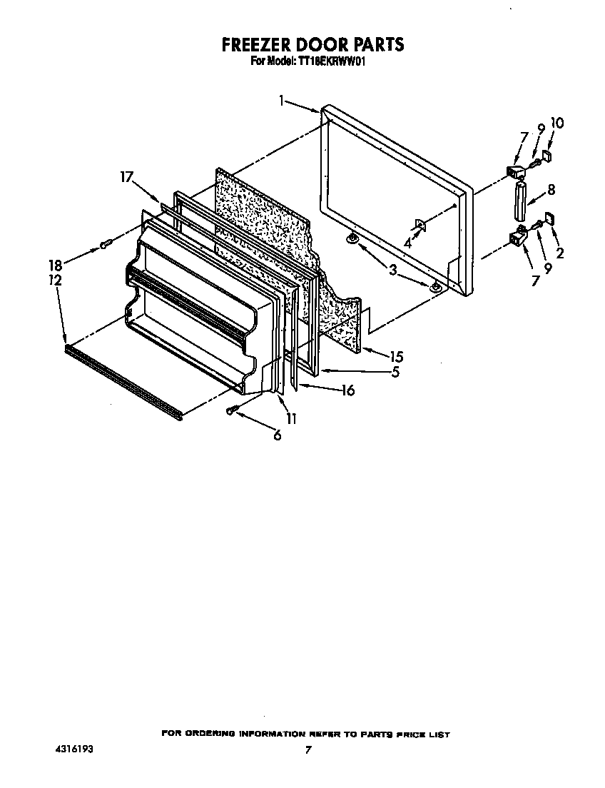 Estate TT18EKRWW01 freezer door diagram