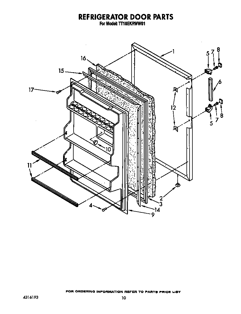 Estate TT18EKRWW01 refrigerator door diagram