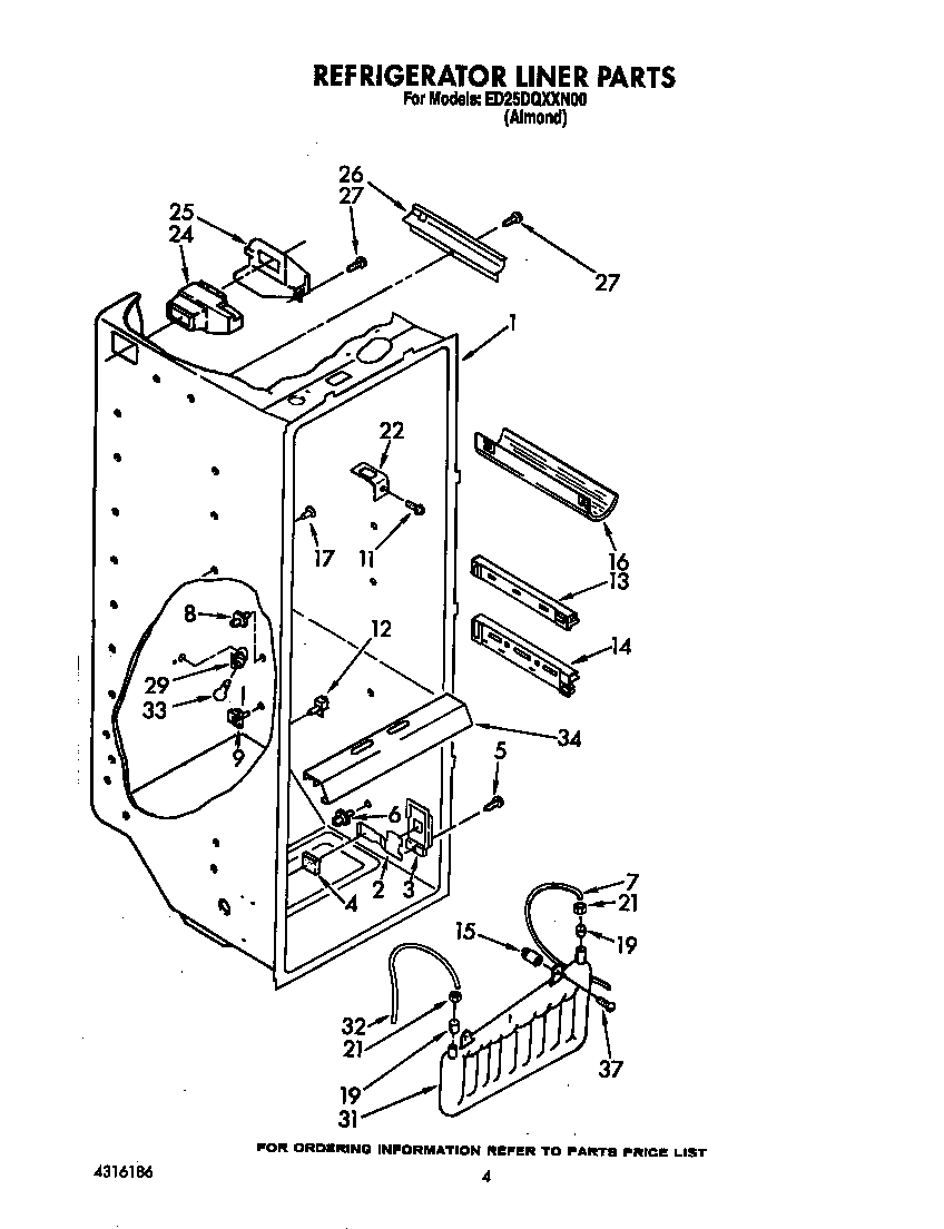 Whirlpool ED25DQXXN00 refrigerator liner diagram