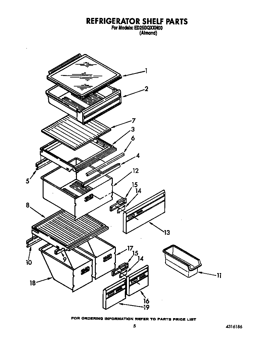 Whirlpool ED25DQXXN00 refrigerator shelf diagram