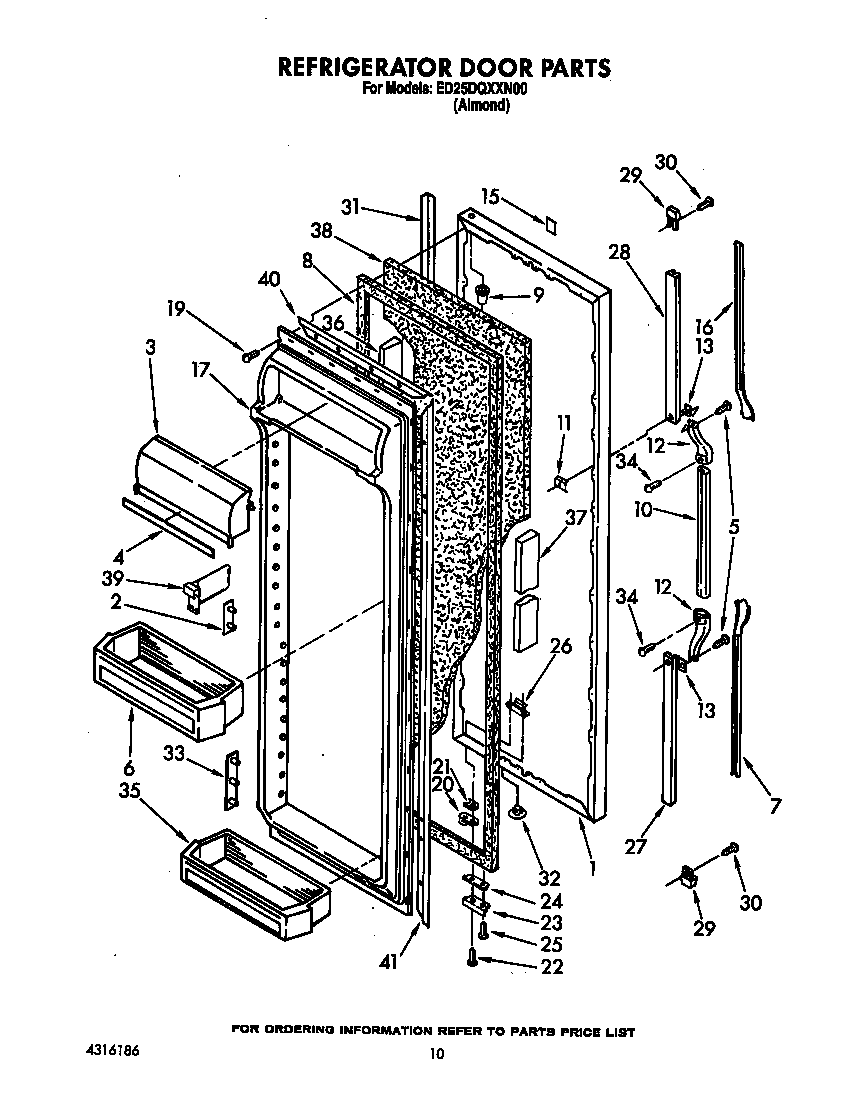 Whirlpool ED25DQXXN00 refrigerator door diagram