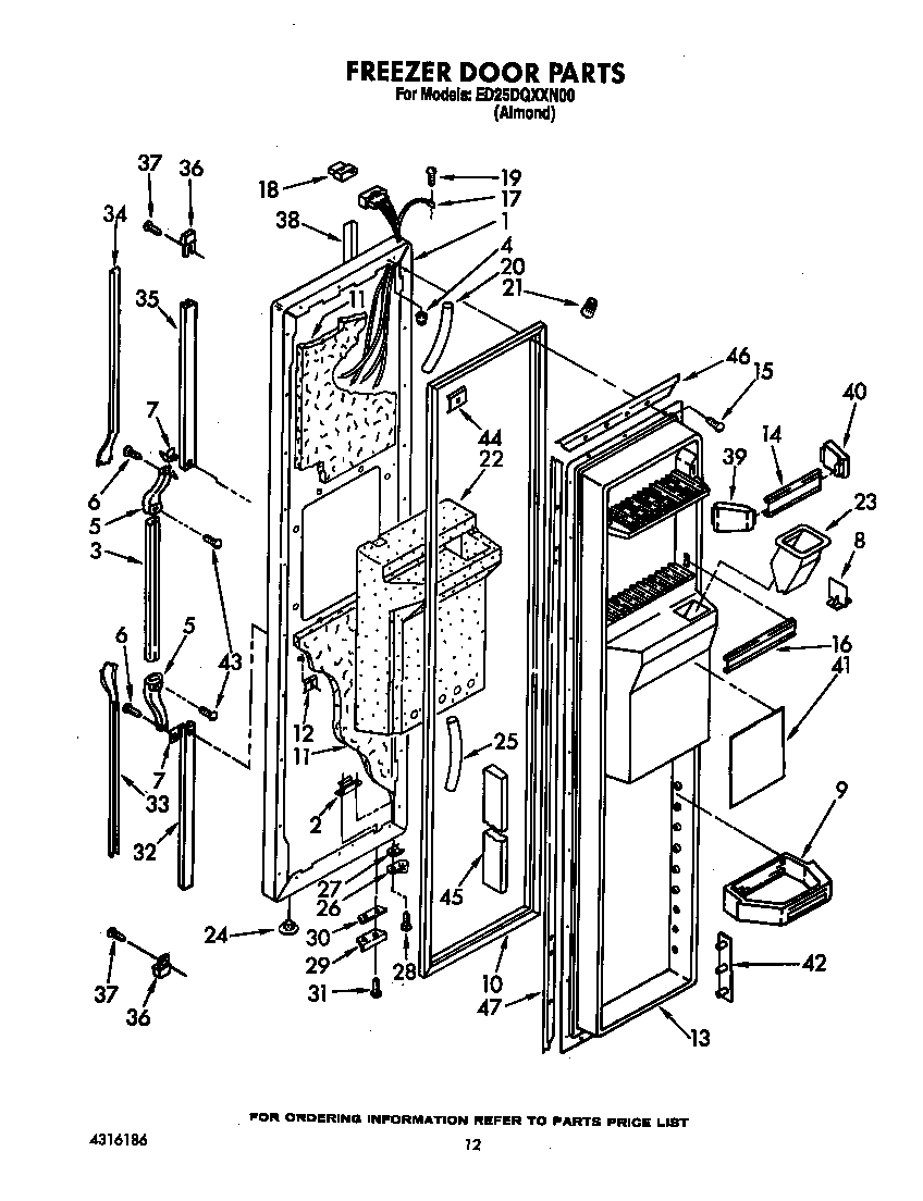 Whirlpool ED25DQXXN00 freezer door diagram