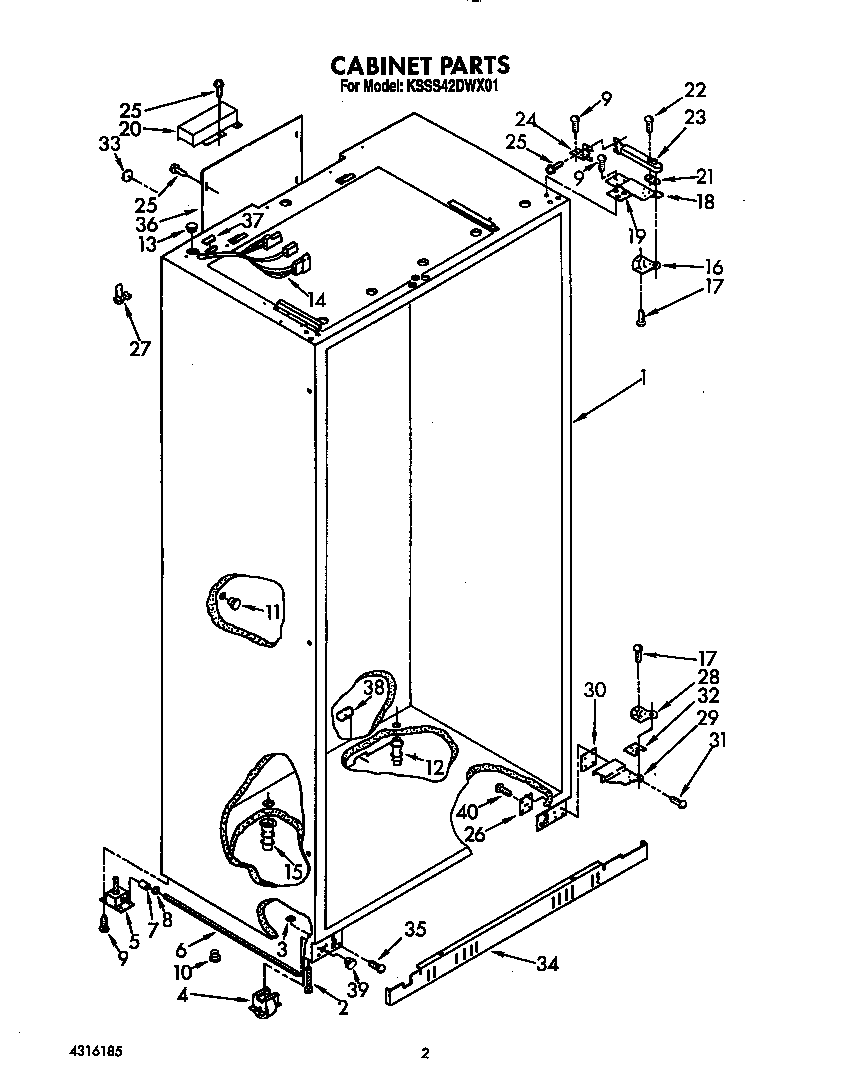 KitchenAid KSSS42DWX01 cabinet diagram
