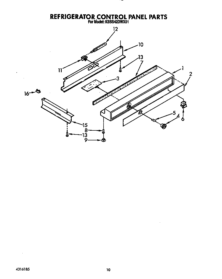 KitchenAid KSSS42DWX01 refrigerator control panel diagram