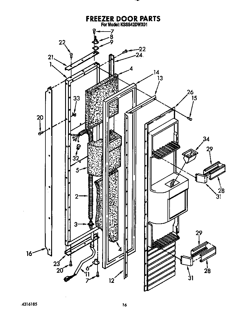 KitchenAid KSSS42DWX01 freezer door diagram