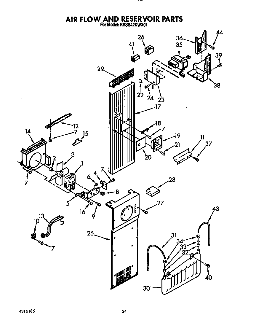 KitchenAid KSSS42DWX01 air flow and reservoir diagram