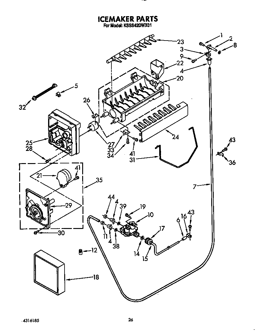KitchenAid KSSS42DWX01 icemaker diagram