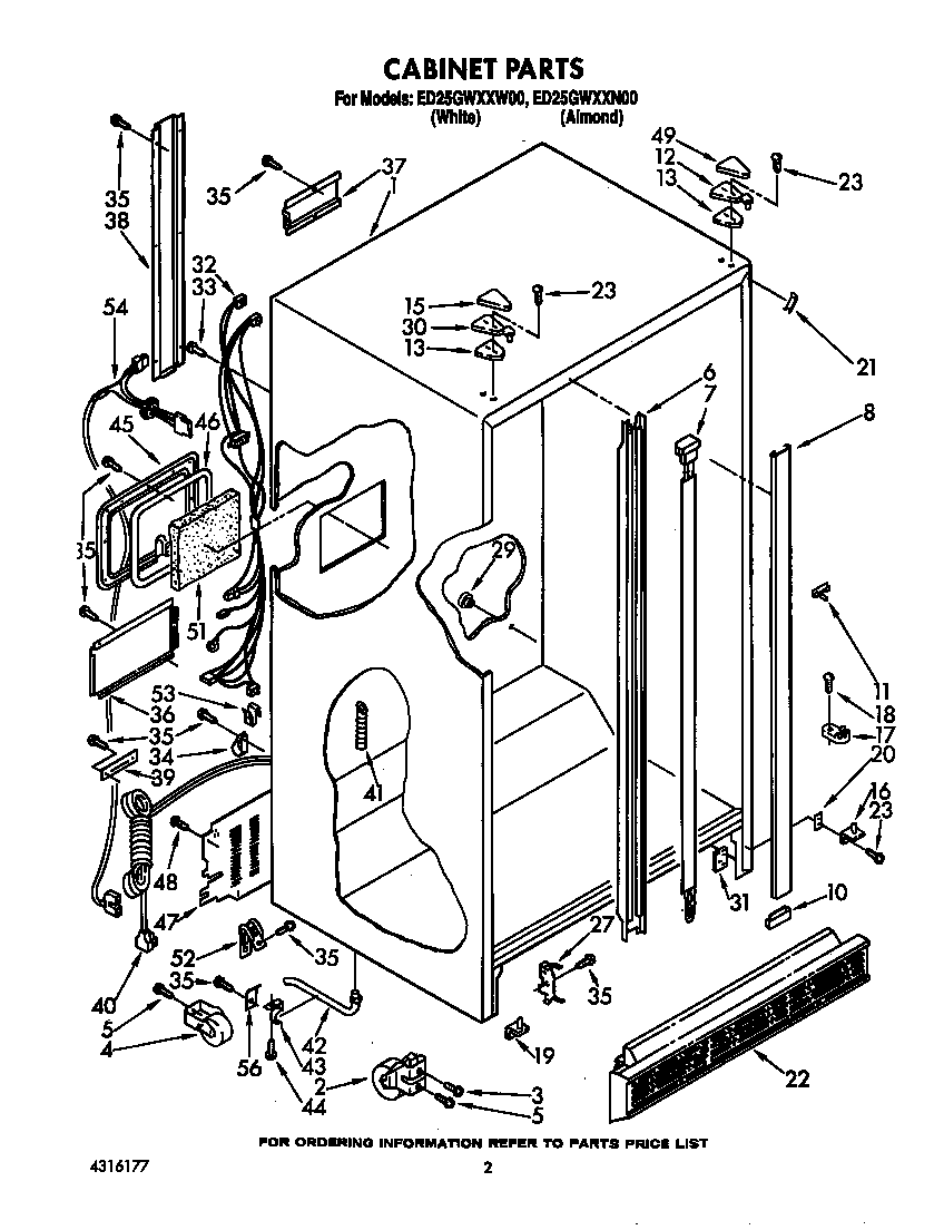 Whirlpool ED25GWXXW00 cabinet diagram