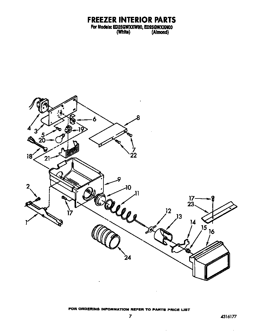 Whirlpool ED25GWXXW00 freezer interior diagram