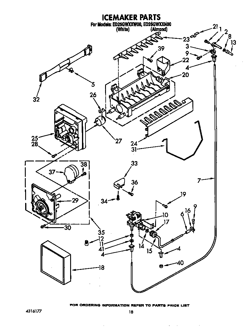 Whirlpool ED25GWXXW00 icemaker diagram