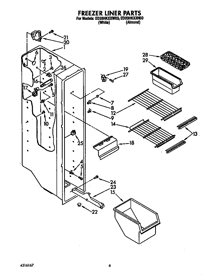 Whirlpool ED20HKXXW00 freezer liner diagram
