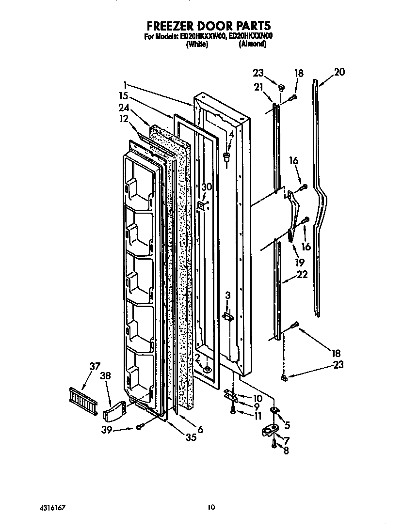 Whirlpool ED20HKXXW00 freezer door diagram