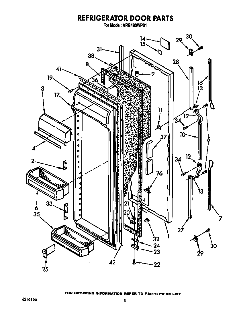 Whirlpool ARG483WP01 refrigerator door diagram