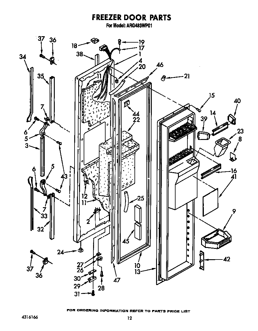 Whirlpool ARG483WP01 freezer door diagram
