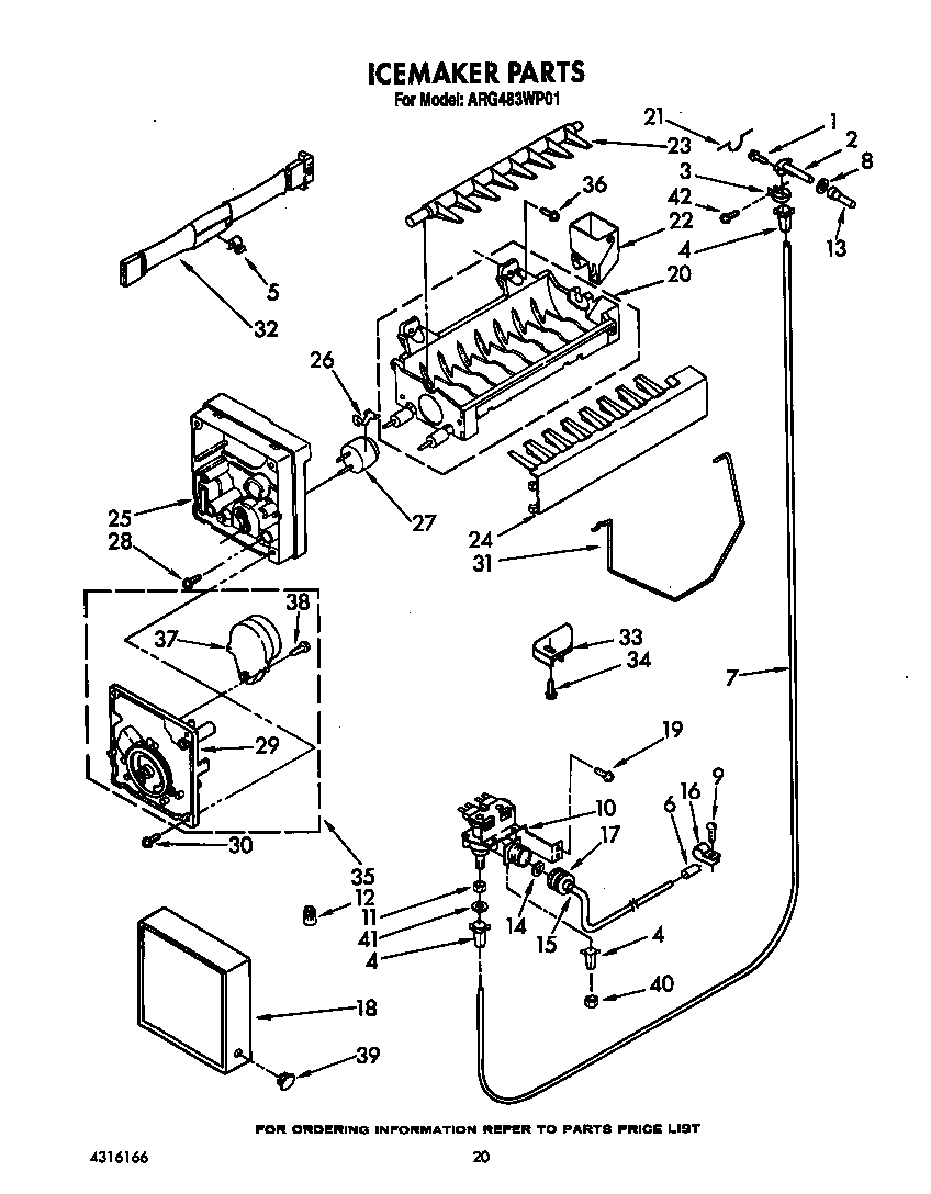 Whirlpool ARG483WP01 icemaker diagram