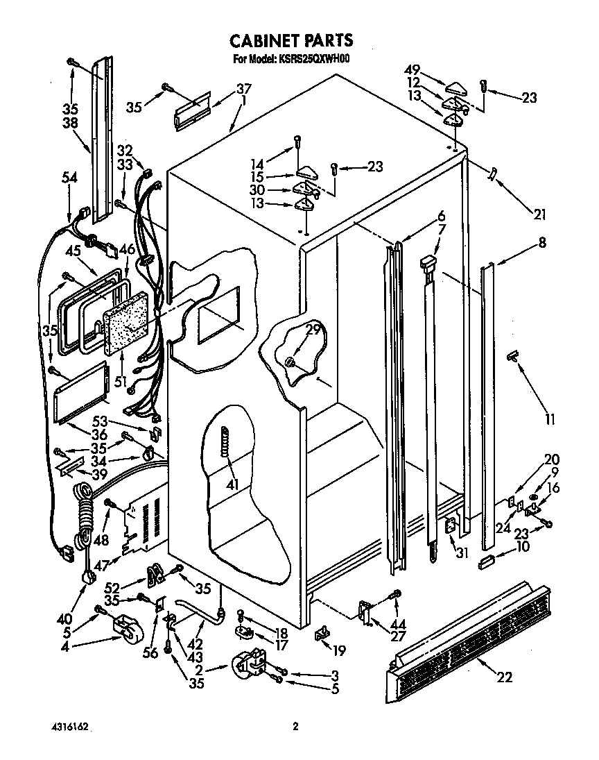 KitchenAid KSRS25QXWH00 cabinet diagram