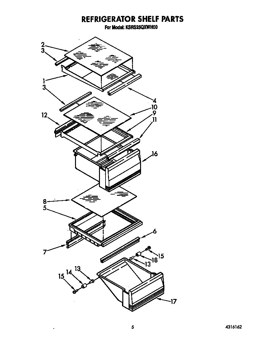 KitchenAid KSRS25QXWH00 refrigerator shelf diagram