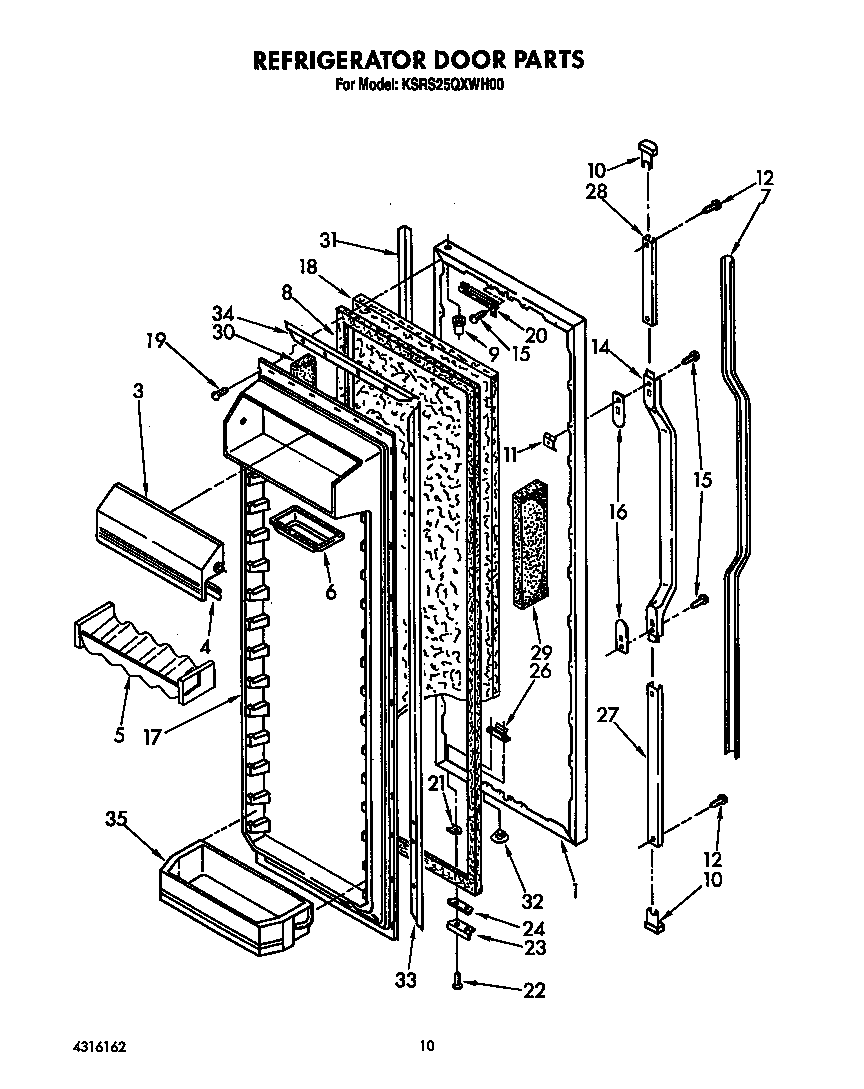 KitchenAid KSRS25QXWH00 refrigerator door diagram