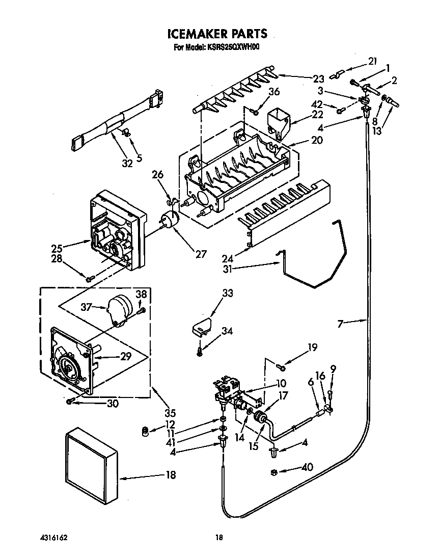 KitchenAid KSRS25QXWH00 icemaker diagram