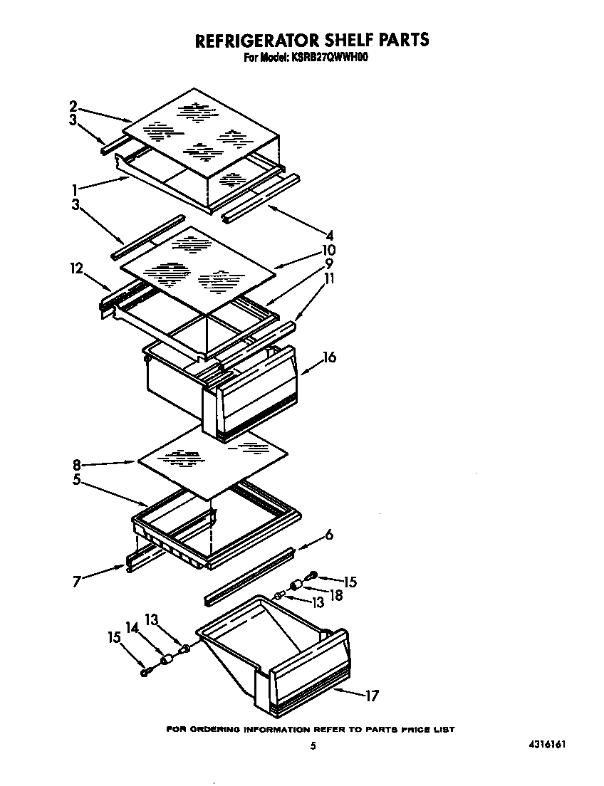 KitchenAid KSRB27QWWH00 refrigerator shelf diagram