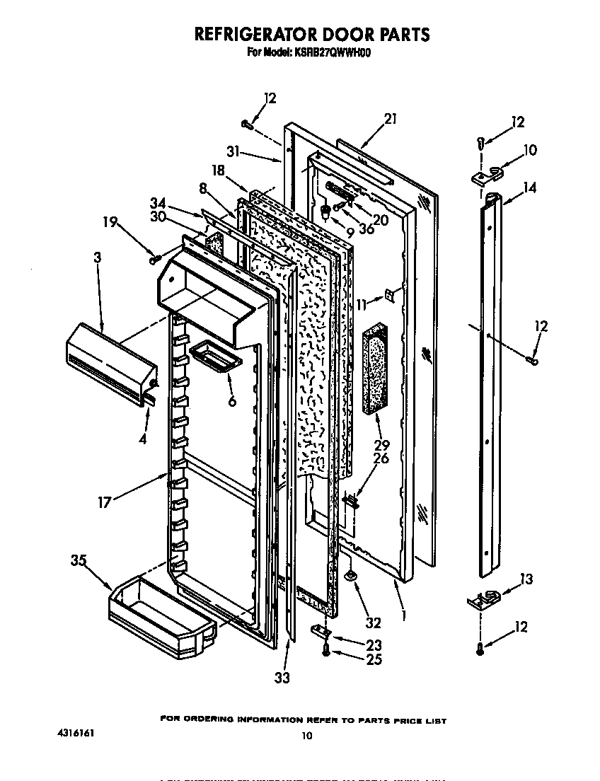 KitchenAid KSRB27QWWH00 refrigerator door diagram