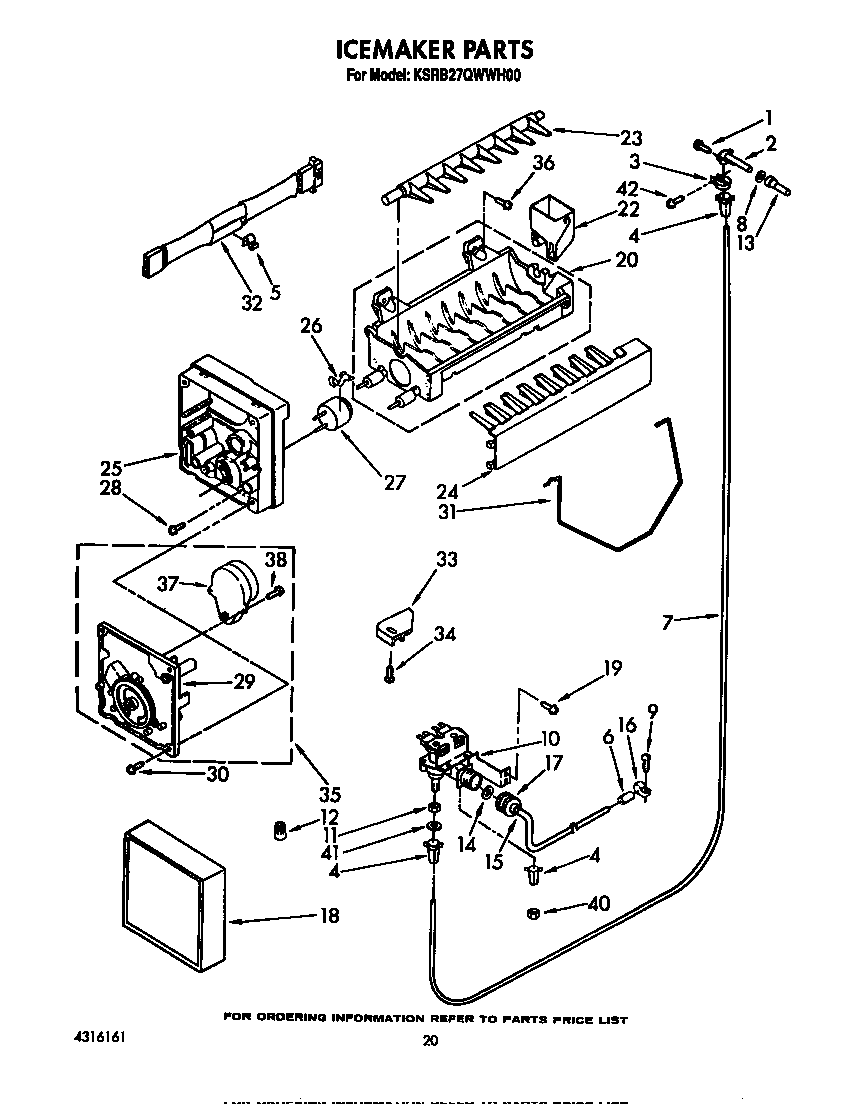 KitchenAid KSRB27QWWH00 icemaker diagram