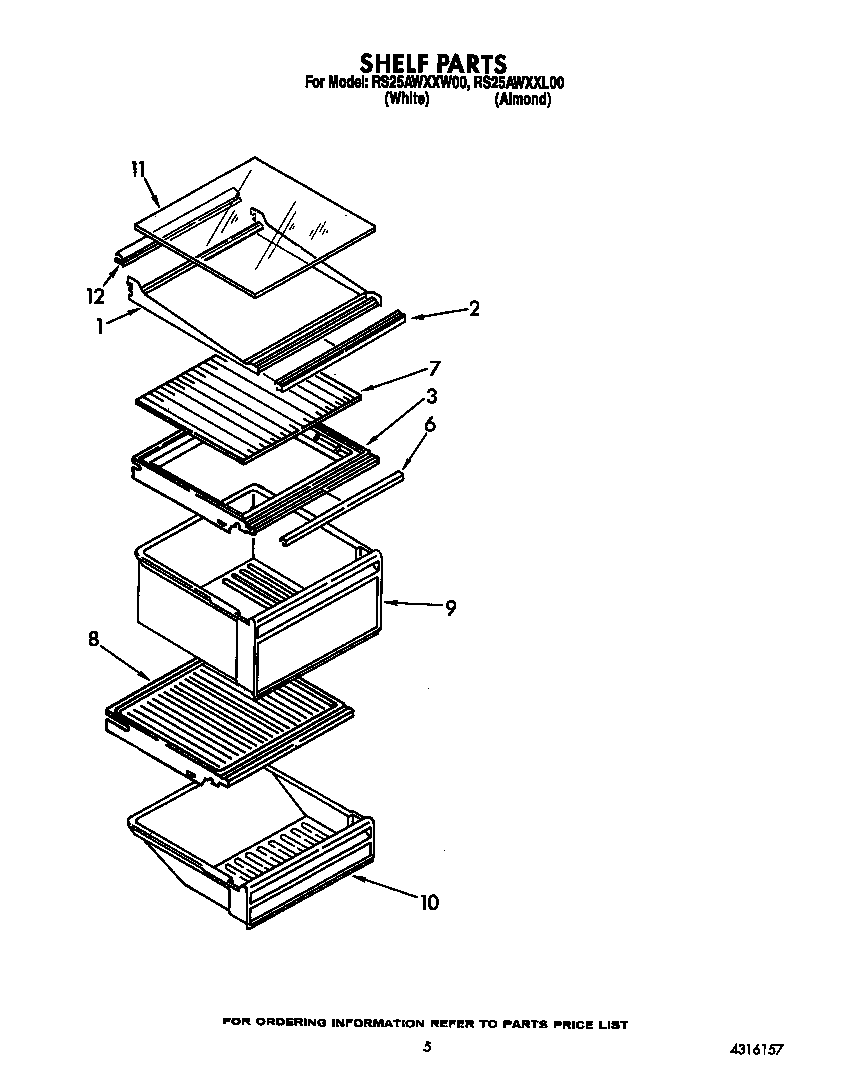 Roper RS25AWXXW00 shelf diagram