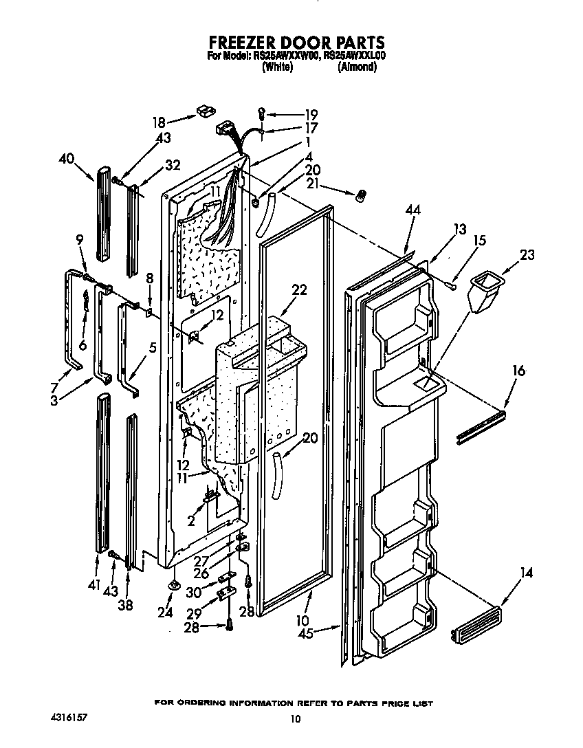 Roper RS25AWXXW00 freezer door diagram