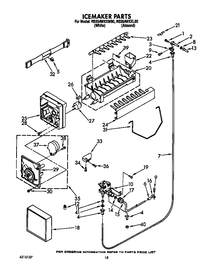 Roper RS25AWXXW00 icemaker diagram