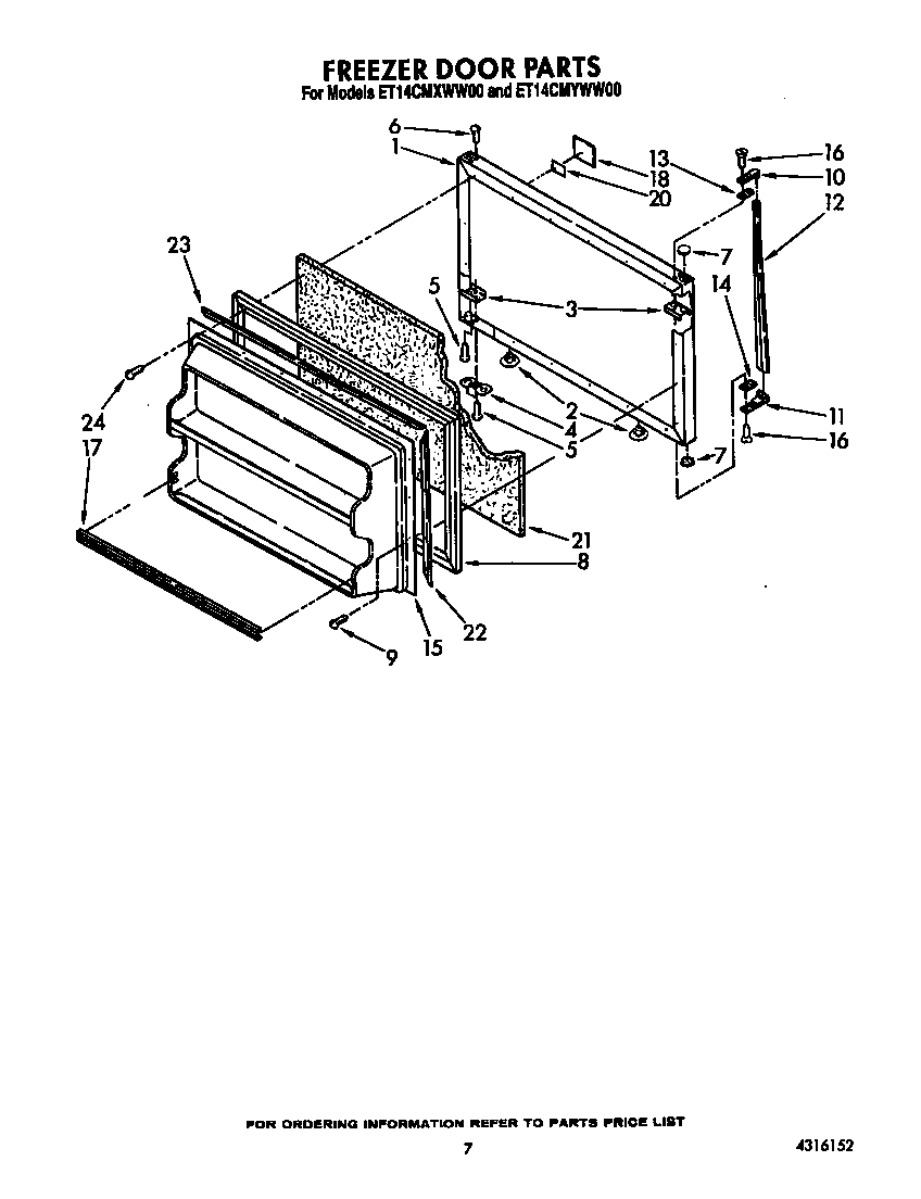Whirlpool ET14CMYWW00 freezer door diagram