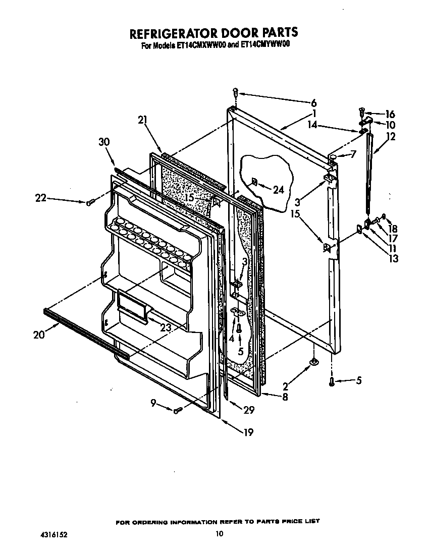 Whirlpool ET14CMYWW00 refrigerator door diagram