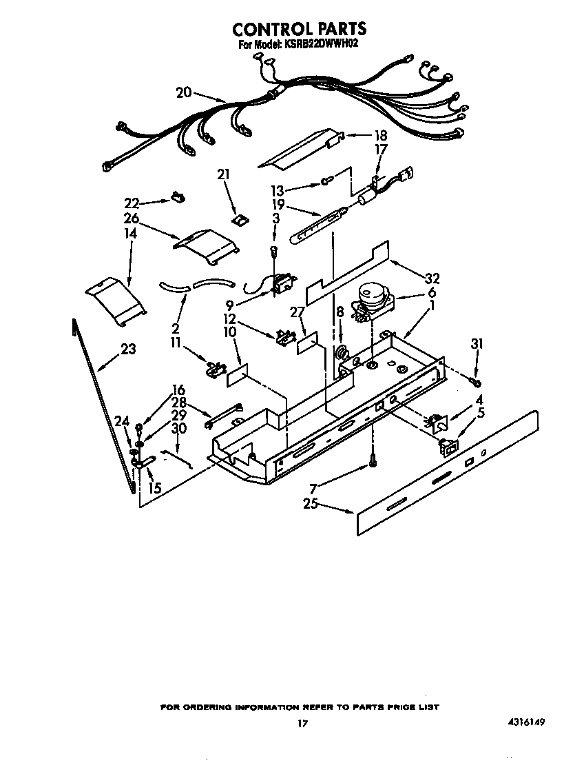 KitchenAid KSRB22DWWH02 control diagram