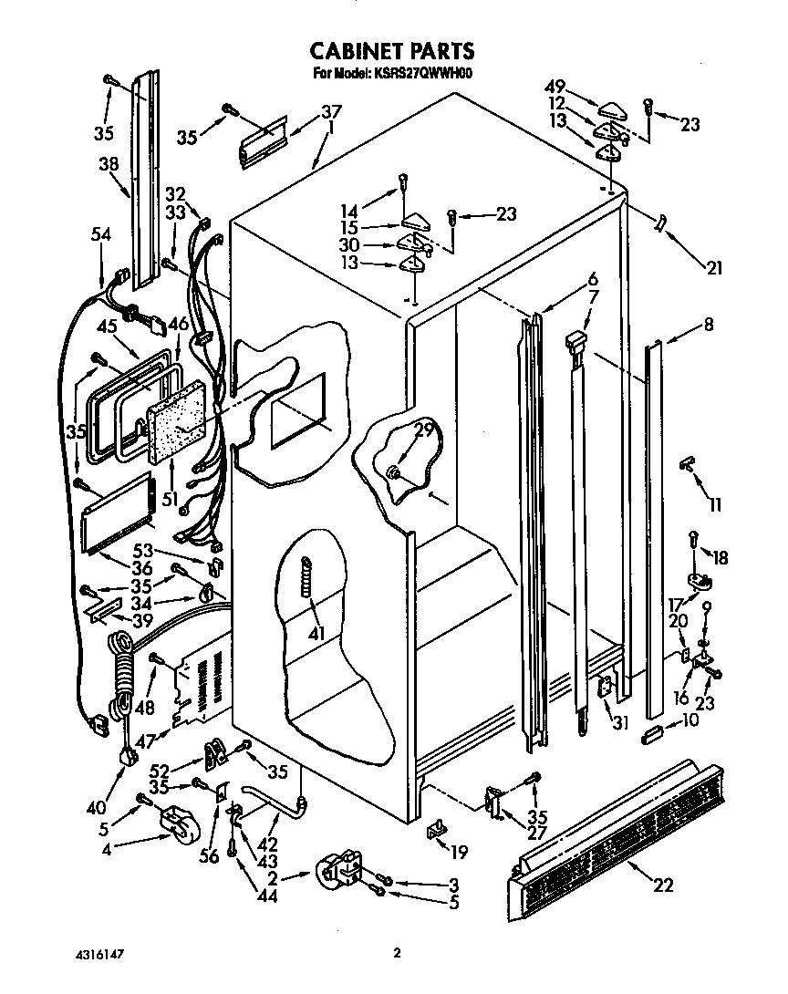 KitchenAid KSRS27QWWH00 cabinet diagram
