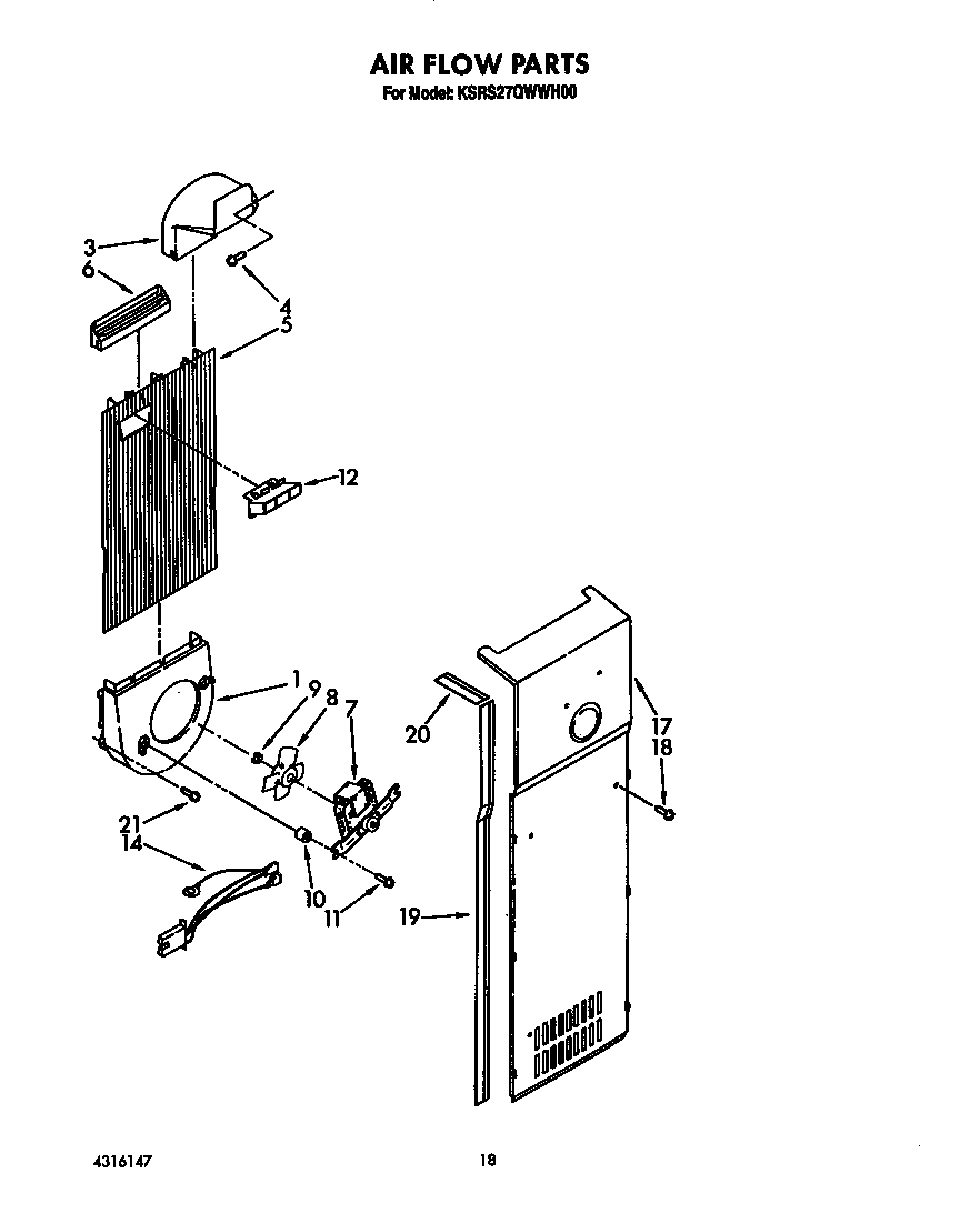 KitchenAid KSRS27QWWH00 air flow diagram