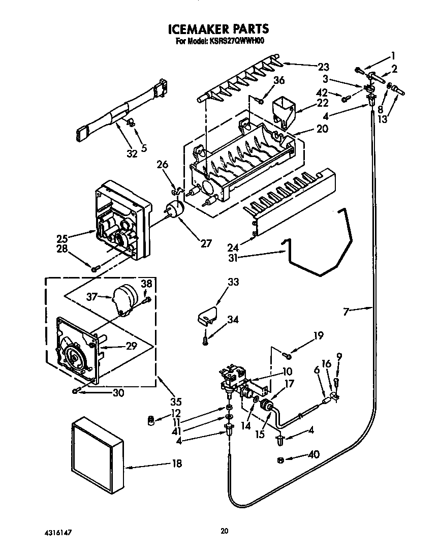 KitchenAid KSRS27QWWH00 icemaker diagram