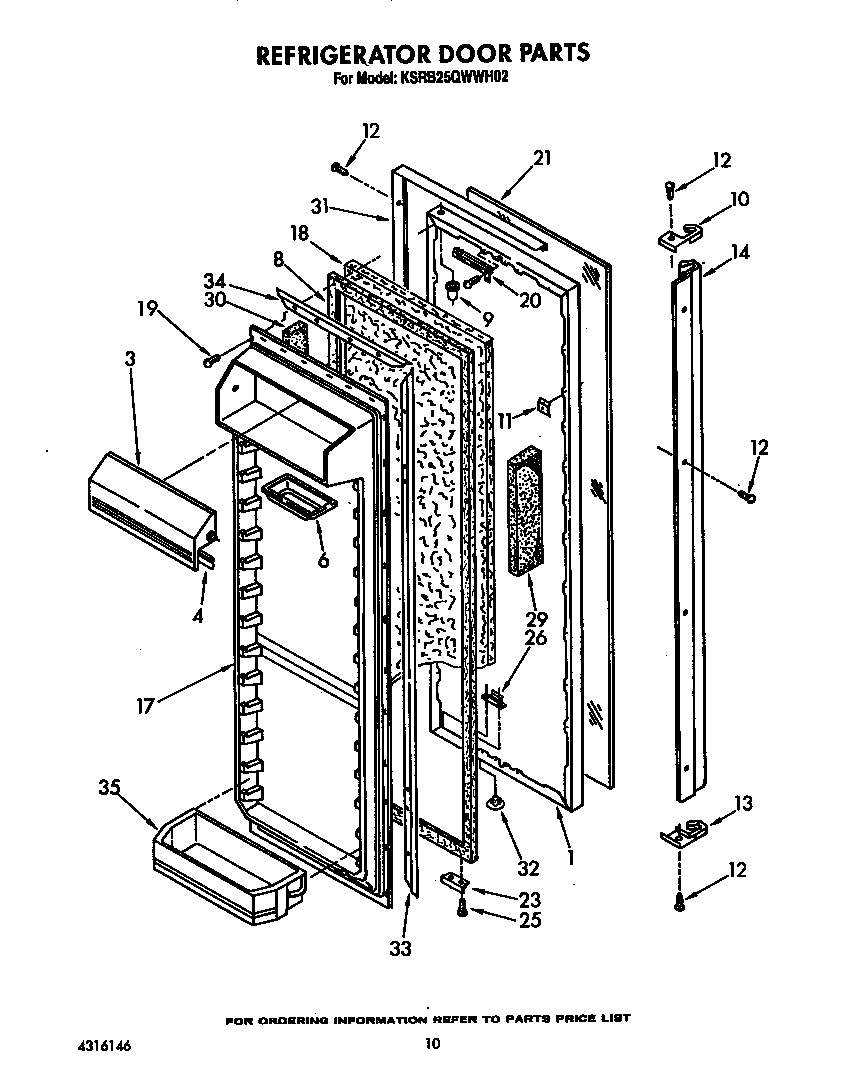 KitchenAid KSRB25QWWH02 refrigerator door diagram