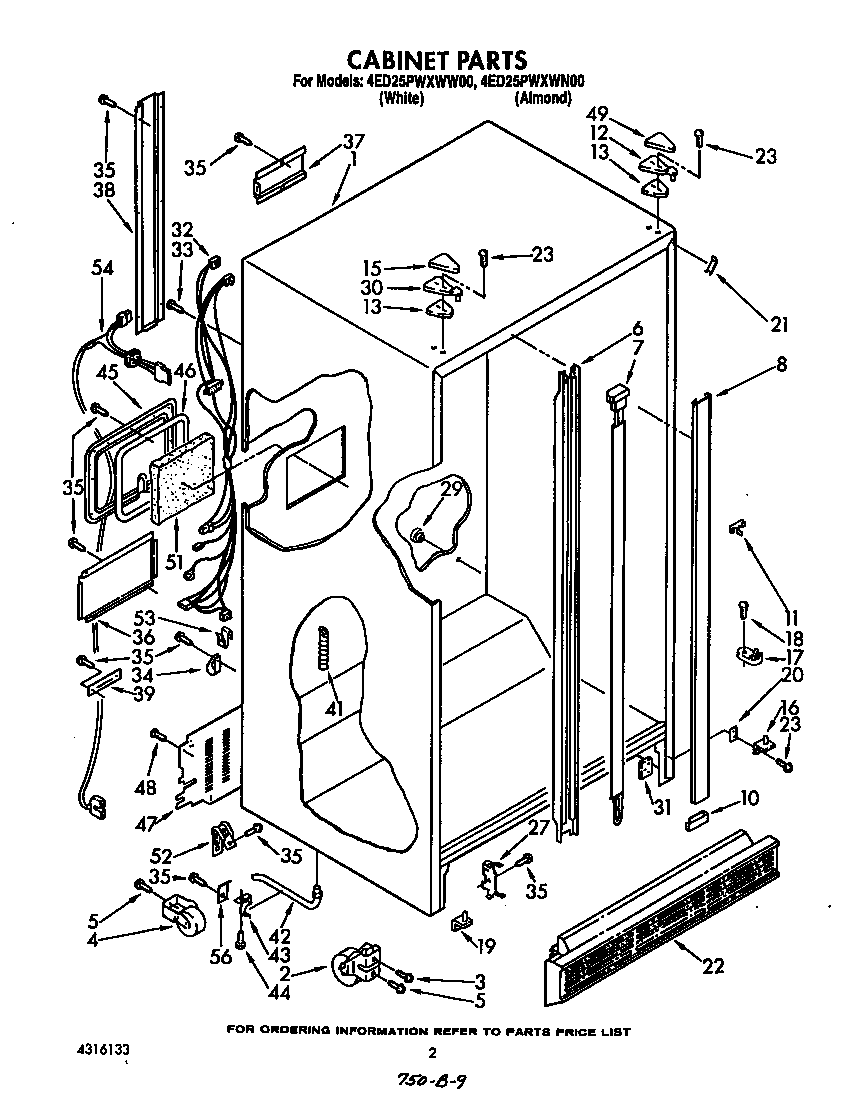 Whirlpool 4ED25PWXWW00 cabinet diagram