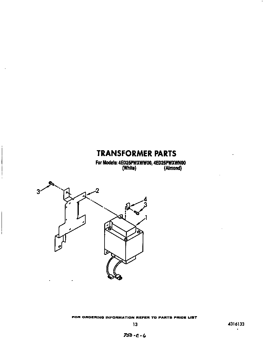 Whirlpool 4ED25PWXWW00 transformer diagram