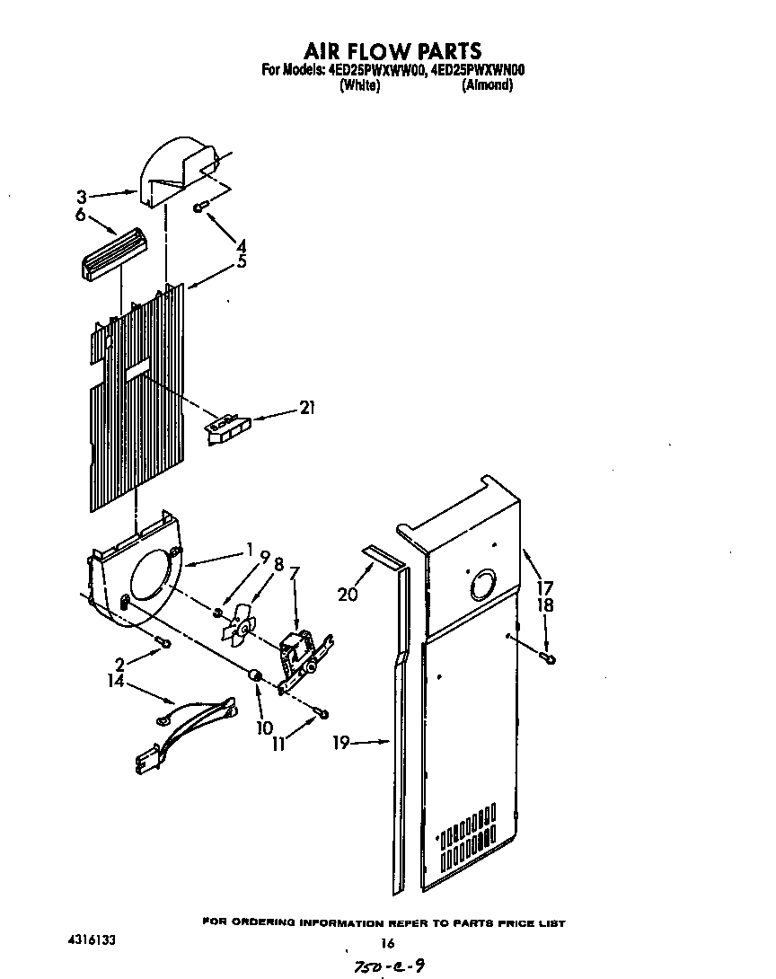 Whirlpool 4ED25PWXWW00 airflow diagram