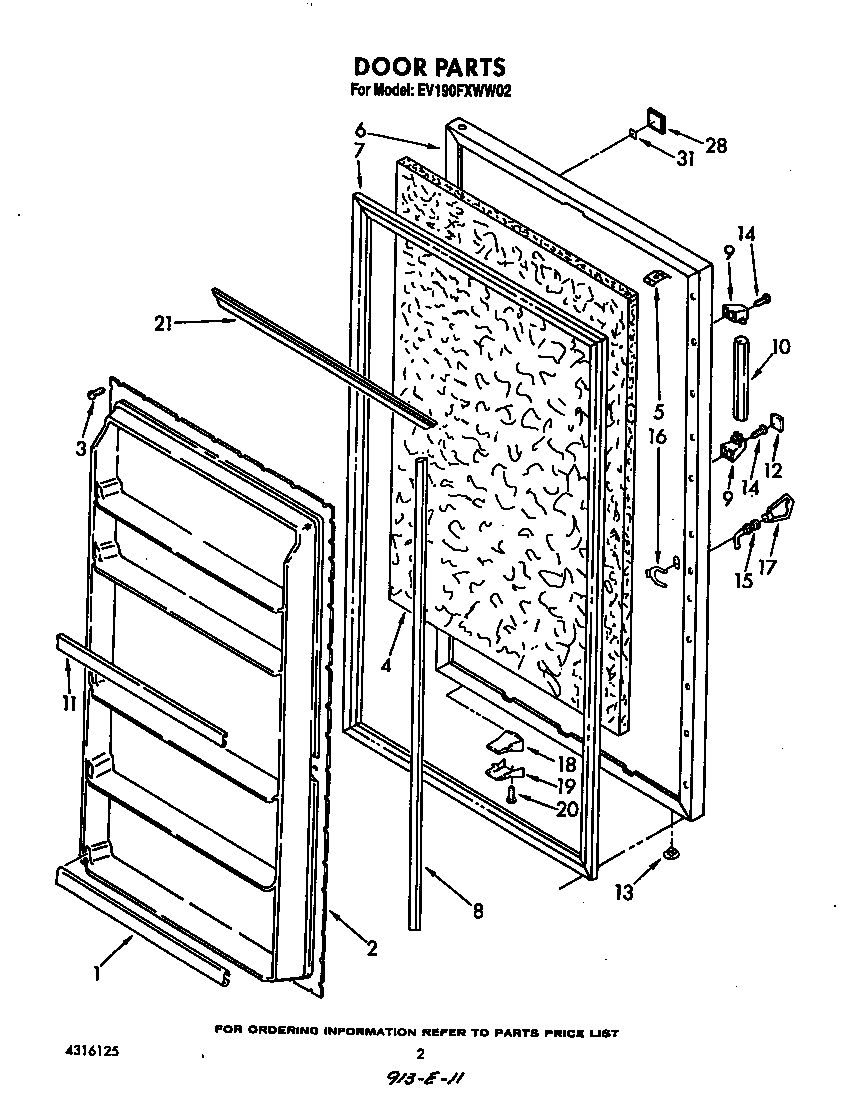 Whirlpool EV190FXWW02 door diagram