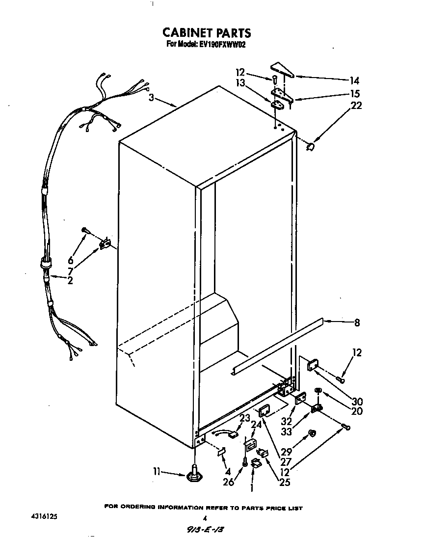 Whirlpool EV190FXWW02 cabinet diagram